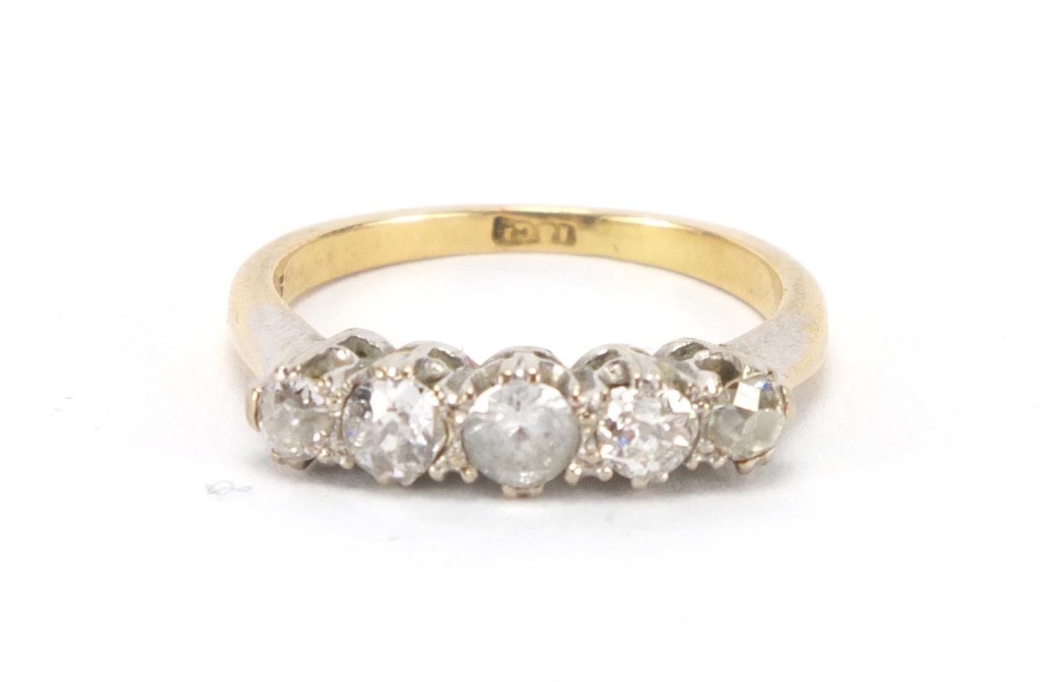 18ct gold and platinum diamond and clear stone ring, size J, approximate weight 3.1g : For Extra - Image 2 of 6