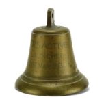 Naval interest SRS active ships bell, dated 21st May 1930, 22.5cm high : For Extra Condition Reports