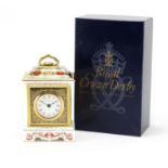 Royal Crown Derby Old Imari mantel clock with box, 18cm high : For Extra Condition Reports Please