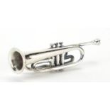 Silver trumpet brooch, 7cm in length, approximate weight 19.2g : For Extra Condition Reports