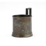 Russian silver cup engraved with horses pulling sleigh, marked 84 to the base, 9.5cm high,