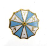 9ct gold and enamel National Association of the Theatrical Employee's Trade Union badge, 2cm in