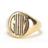 Cartier 14ct gold signet ring with initials G W M, size H, approximate weight 8.5g : For Extra