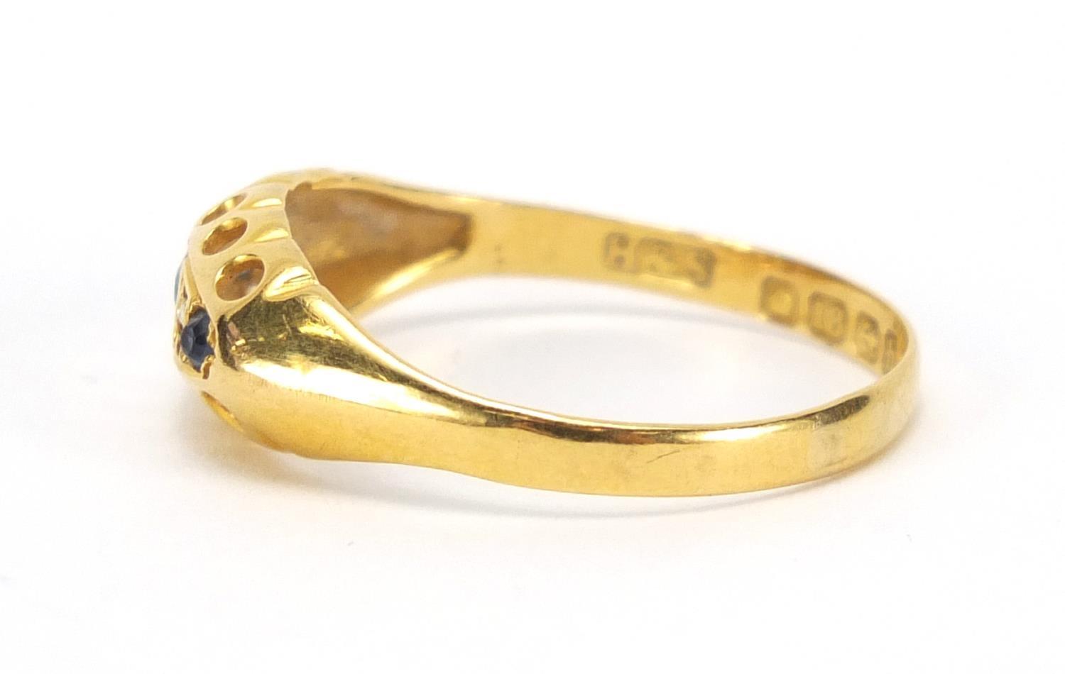 Victorian 18ct gold sapphire and diamond ring, size Q, approximate weight 1.8g : For Extra Condition - Image 3 of 5