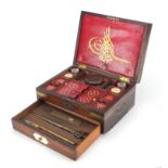 Turkish Ottoman calligraphy writing box housing iron paper scissors, maktas and a penknife with gold
