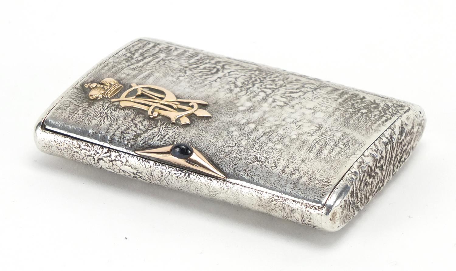 Russian silver Samorodok with applied gold lettering, impressed marks 84 AE to the interior,
