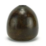 Japanese patinated bronze vase, impressed marks to the base, 14cm high : For Extra Condition Reports