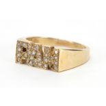 9ct gold diamond PAM ring, size P, approximate weight 4.8g : For Extra Condition Reports Please