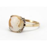 9ct gold cameo maiden head ring, size N, approximate weight 2.2g : For Extra Condition Reports