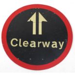 Circular clear way metal sign, 76cm in diameter : For Extra Condition Reports Please visit our