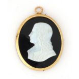 19th century oval glass paste profile of Raphael, framed, 6cm x 5cm : For Extra Condition Reports