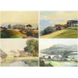 Joseph Foster - Landscape views, set of four watercolours, each mounted and framed, 36cm x 26cm :