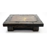 Indonesian driftwood low table with inset metal panel, 31cm H x 120cm W x 106cm D : For Extra