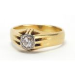 18ct gold diamond solitaire ring, indistinct makers mark, London 1965, size S, approximate weight