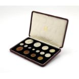 George VI 1937 specimen coin set, by The Royal Mint with fitted silk and velvet lined tooled leather