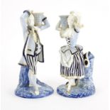 Pair of 19th century Royal Worcester hand painted porcelain figural candlesticks, modelled as male