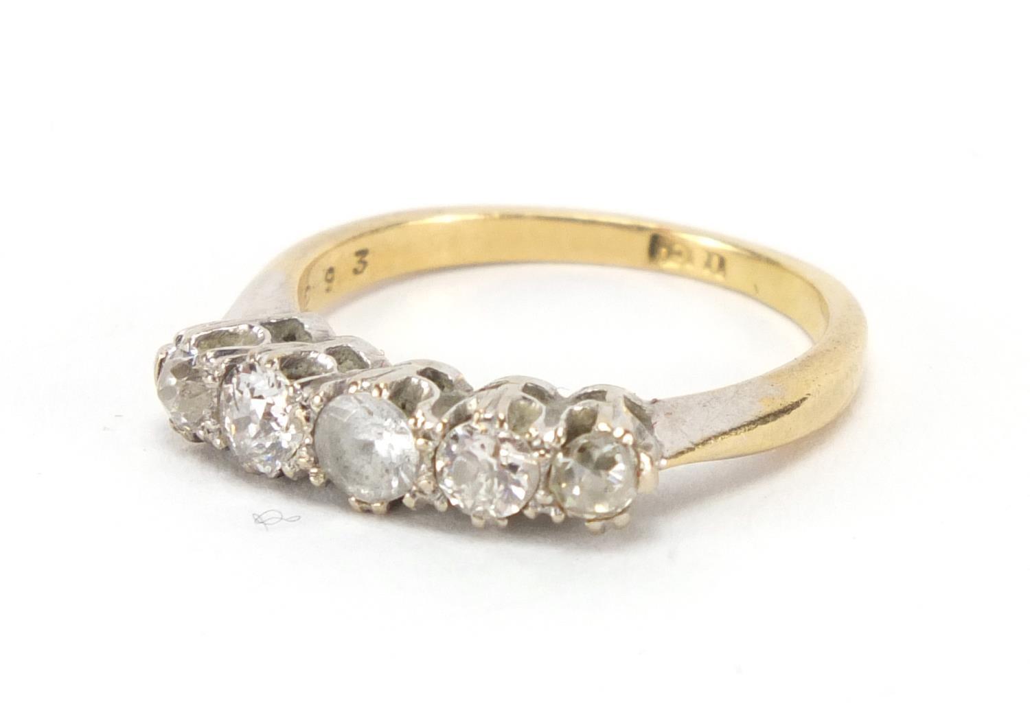 18ct gold and platinum diamond and clear stone ring, size J, approximate weight 3.1g : For Extra