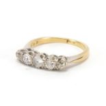 18ct gold and platinum diamond and clear stone ring, size J, approximate weight 3.1g : For Extra