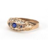 Unmarked gold sapphire and diamond ring, size K, in length, approximate weight 1.2g : For Extra