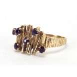 Designer 9ct gold amethyst ring, size S, approximate weight 4.6g : For Extra Condition Reports