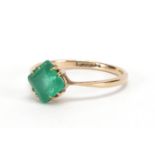 9ct gold green stone solitaire ring, size P, approximate weight 2.0g : For Extra Condition Reports