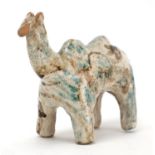 Turkish green and brown glazed pottery camel, 11.5cm high : For Extra Condition Reports Please visit