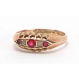 Victorian style 9ct gold ruby and diamond ring, size O, approximate weight 2.8g : For Extra