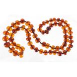 Natural amber coloured bead necklace, 90cm in length, approximate weight 100.0g : For Extra