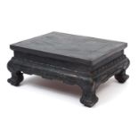 Chinese carved hardwood stool, 24cm H x 51 W x 40cm D : For Extra Condition Reports Please visit our