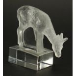 R Lalique frosted and clear glass deer paperweight, moulded R Lalique, 8.5cm high : For Extra