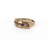 Victorian unmarked gold garnet and seed pearl ring, size H, approximate weight 1.4g : For Extra