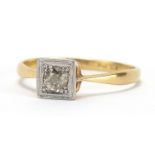 18ct gold and platinum diamond solitaire ring, size Q, approximate weight 2.5g : For Extra Condition