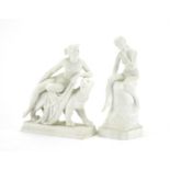 Two 19th century style Parian figures including Una and the Lion, the largest 26cm high : For