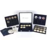 Mostly proof commemorative coins including Princess Dianna 20th Anniversary coin collection and