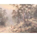 Ramon Ward-Thompson - School bus stop near Kandos, New South Wales, oil on board, inscribed verso,