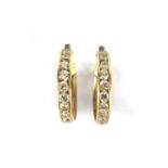 Pair of 9ct gold clear stone hoop earrings, 2.3cm in diameter, approximate weight 4.4g : For Extra