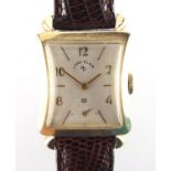 Gentleman's 14ct gold filled Lord Elgin wristwatch, with subsidiary dial and bevelled glass : For