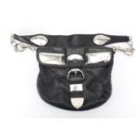 Vintage Gucci black leather handbag, 34cm wide : For Extra Condition Reports Please visit our