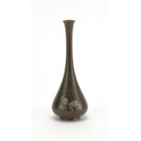 Japanese bronze vase with silver inlay, decorated with two storks, 14cm high : For Extra Condition