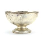 Circular Norwegian silver pedestal bowl by David Andersen, impressed 7140 to the base, 16cm in