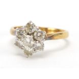 18ct gold diamond flower head ring, size N, approximate weight 3.8g : For Extra Condition Reports