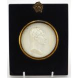 19th century white glass paste profile of Rev James Grahame by John Henning, mounted and housed in