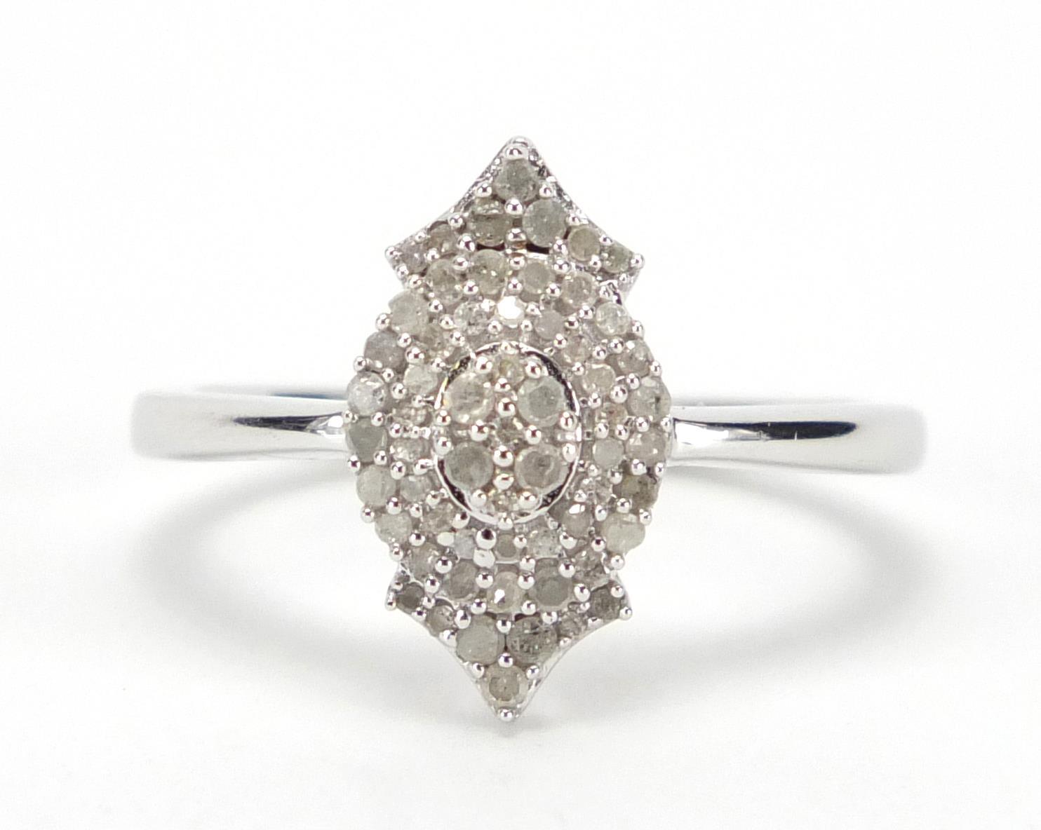 Silver diamond cluster ring, size N, approximate weight 2.9g : For Extra Condition Reports Please - Image 2 of 5