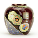 Carlton Ware ginger jar, hand painted in the Bell pattern, factory marks and impressed 125 to the