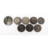 Antique British coinage some hammered including six six pence's, 1746, 1757, 1757, 1787, 1787 and