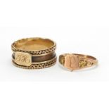 Two antique unmarked gold rings, size D and H, approximate weight 3.5g : For Extra Condition Reports