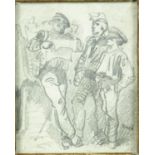 Soldiers at rest, 19th century graphite drawing, 8.5cm x 7cm : For Extra Condition Reports Please