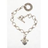 Silver Links of London bracelet with love heart charm, 18cm in length, approximate weight 23.6g :