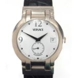 Gentleman's 18ct white gold Versace automatic wristwatch, with subsidiary dial, the case numbered