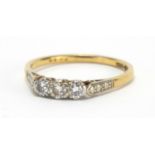 18ct gold and platinum diamond three stone ring, size T, approximate weight 3.3g : For Extra